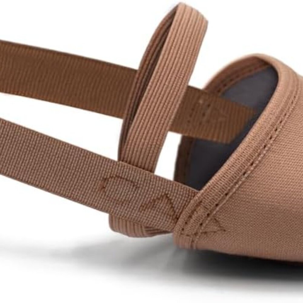 Women's Canvas Ballet Flat Light Suntan Flexible Non-Slip Microfiber Lining